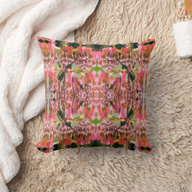 Pink Flowers Pattern Throw Pillow (Blanket)