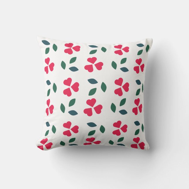 Pink Flowers Pattern Throw Pillow (Front)