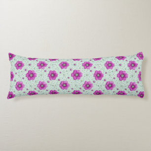 Pink Flowers Pattern With Droplets Body Pillow