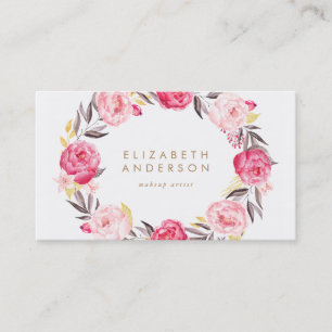 Pink Flowers Peonies Business Card