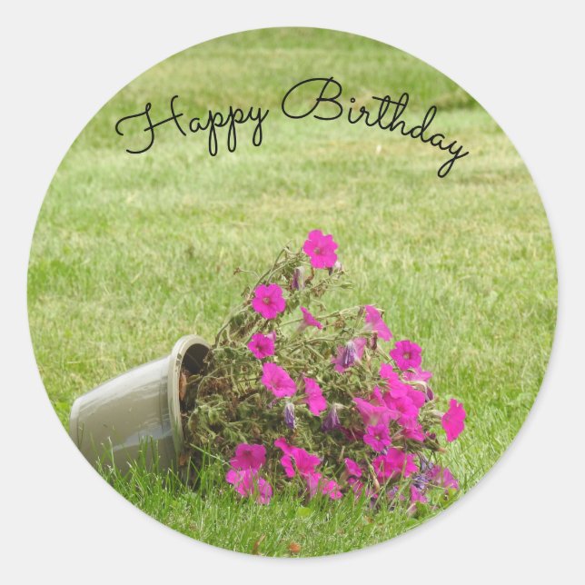 Pink Flowers *personalize* Classic Round Sticker (Front)