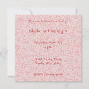 Pink Flowers Personalized Invitation