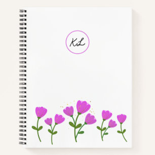 Pink Flowers Personalized Spiral Notebook