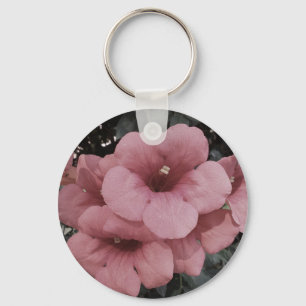Pink Flowers Photo  Key Ring