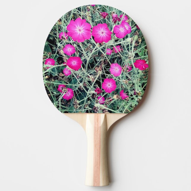 Pink flowers ping pong paddle (Front)