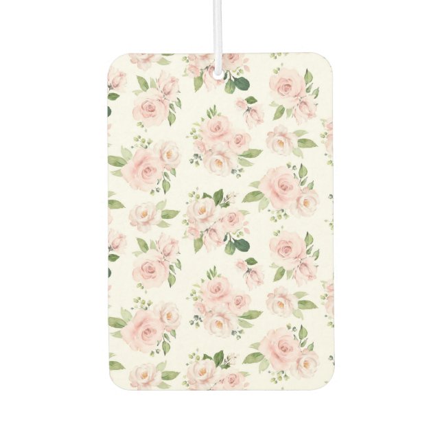 Pink Flowers, Pink Roses, Watercolor Flowers Air Freshener (Front)