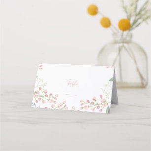 Pink flowers, pink script table number place card