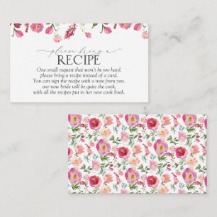 Pink Flowers Please Bring A Recipe Enclosure Card
