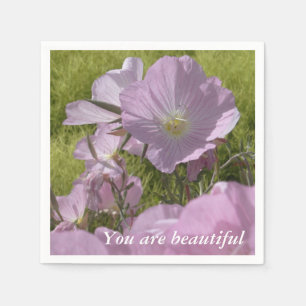 Pink Flowers positive Quote Paper Napkins