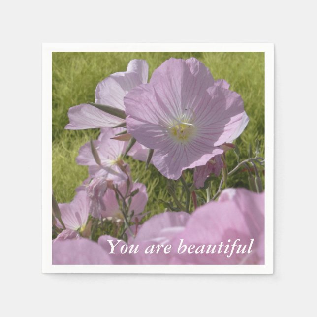 Pink Flowers positive Quote Paper Napkins (Front)
