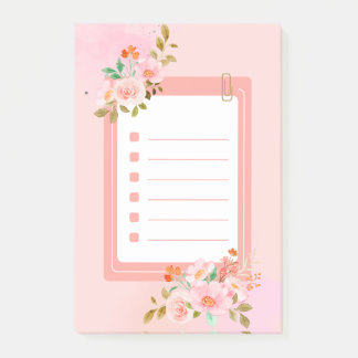 Pink flowers Post-It Notes
