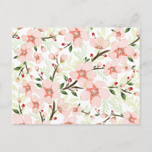 Pink flowers postcard