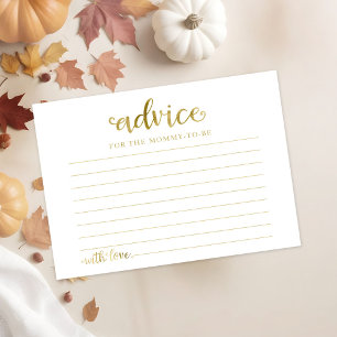Pink Flowers Pumpkin Fall Baby Shower Advice Cards