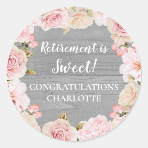 Pink Flowers Retirement Party Favor Tag