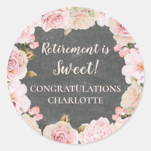 Pink Flowers Retirement Party Favour Tag