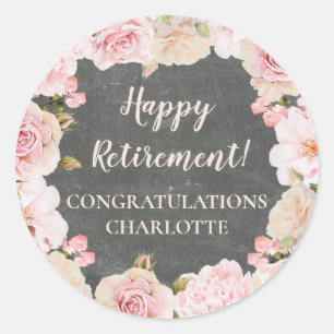 Pink Flowers Retirement Party Favour Tag