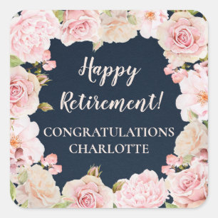 Pink Flowers Retirement Party Favour Tag