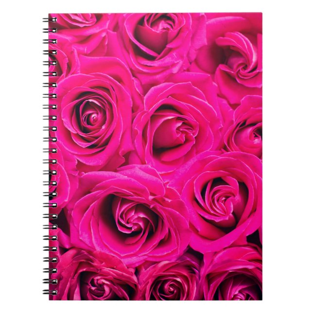 Pink flowers roses background notebook (Front)