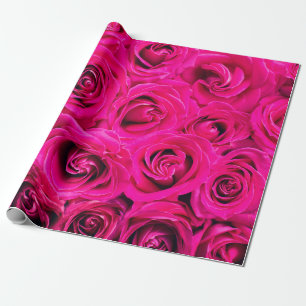 Pink flowers roses background wrapping paper