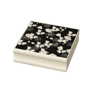 pink flowers rubber stamp