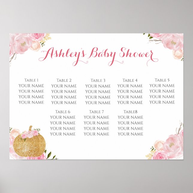 pink flowers Seating chart (Front)