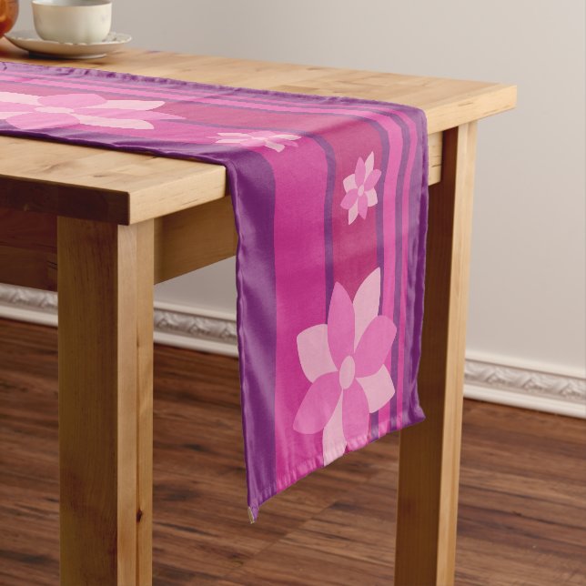 Pink Flowers Short Table Runner (In Situ)