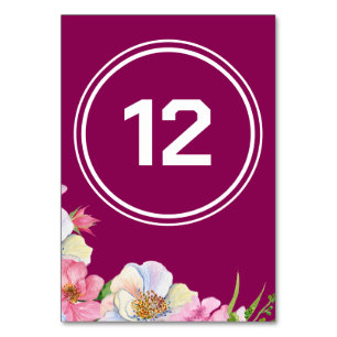 Pink Flowers Simple Photo Wedding  Table Number