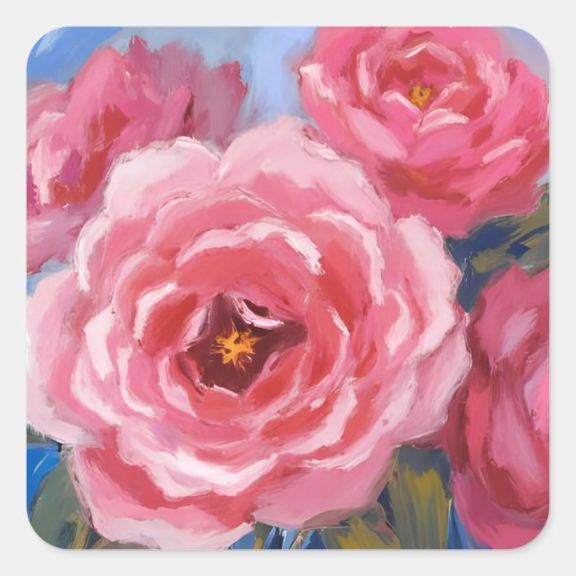 Pink Flowers  Square Sticker (Front)