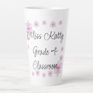 Pink Flowers Teacher Latte Mug