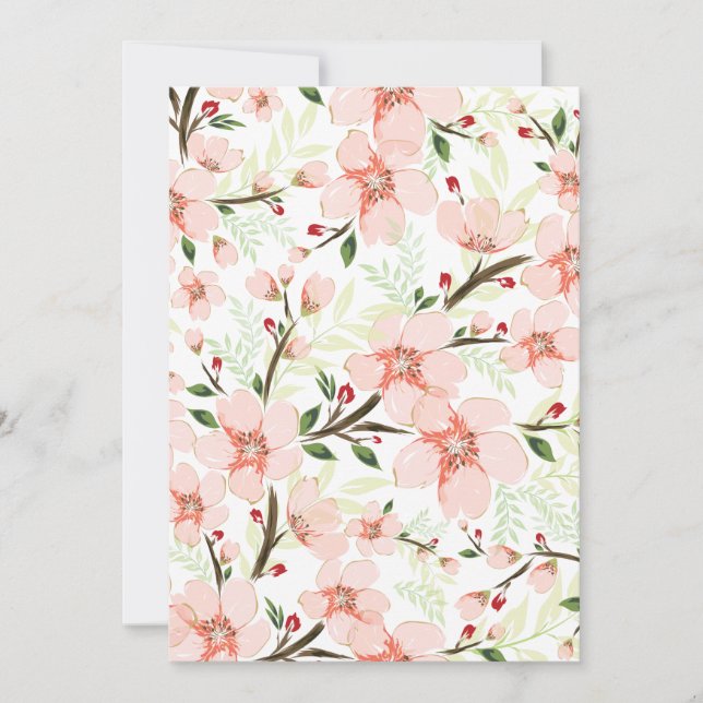 Pink flowers thank you card (Front)