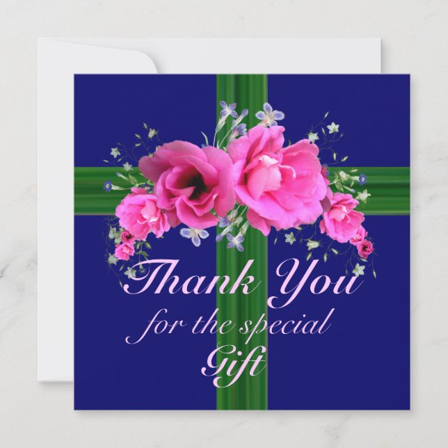 Pink Flowers Thank You for the Gift Card (Front)