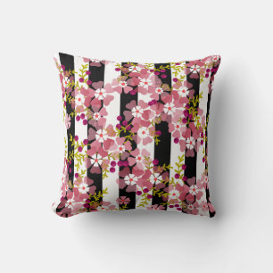 Pink flowers throw pillow