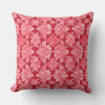 Pink Flowers Throw Pillow