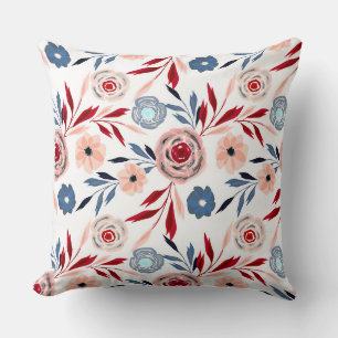 Pink flowers throw pillow