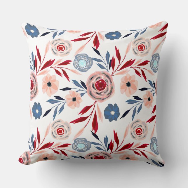 Pink flowers throw pillow (Front)