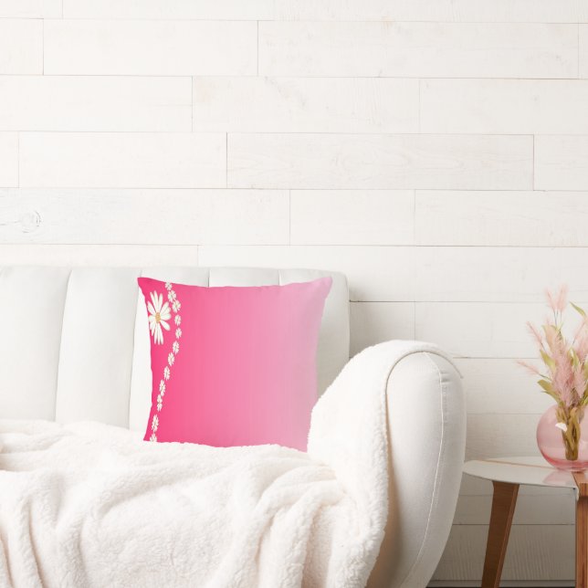 Pink Flowers Throw Pillow (Couch)