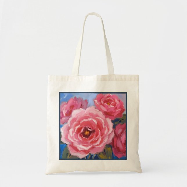 Pink Flowers Tote Bag (Front)