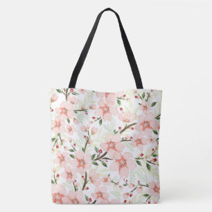 Pink flowers tote bag