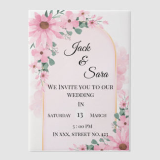 Pink flowers Vellum Overlay Invitations