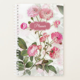 Pink Flowers Vintage Floral Pattern Planner