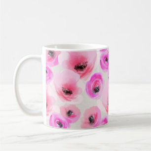 Pink Flowers Watercolor Digital Art Coffee Mug