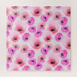 Pink Flowers Watercolor Digital Art Jigsaw Puzzle