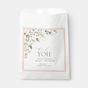 Pink Flowers Watercolor Girl Thank You Baby Shower Favour Bag