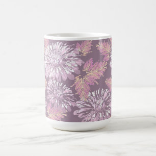 Pink flowers, watercolor, retro coffee mug