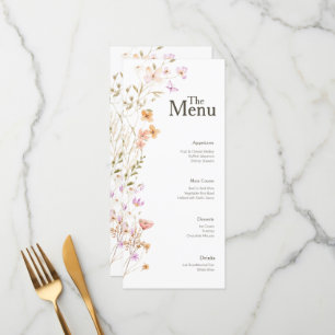 Pink Flowers Wedding Event Menu Table Decor
