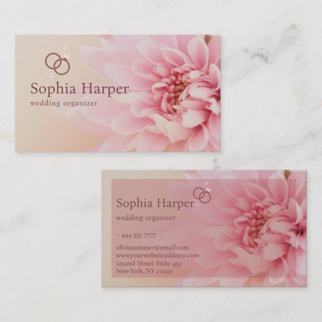 Pink Flowers Wedding Organizer Business Card (Front/Back)