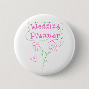Pink Flowers Wedding Planner 2 Inch Round Button