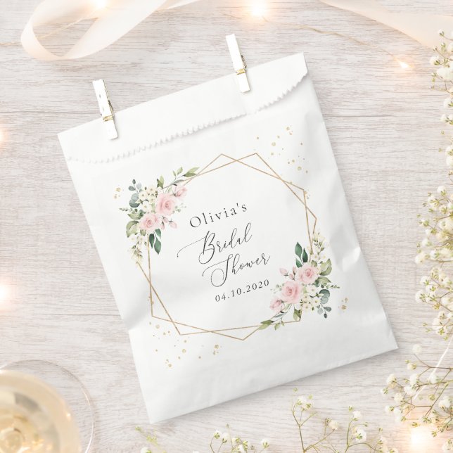Pink Flowers, White Flowers, Boho, Bridal Shower Favour Bag (Clipped)