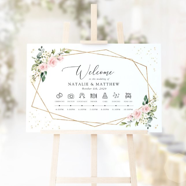 Pink Flowers, White Flowers, Wedding Timeline Poster (Creator Uploaded)
