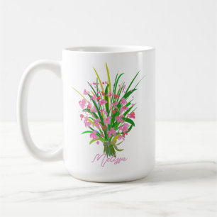 Pink Flowers Wildflowers Floral custom name Summer Coffee Mug